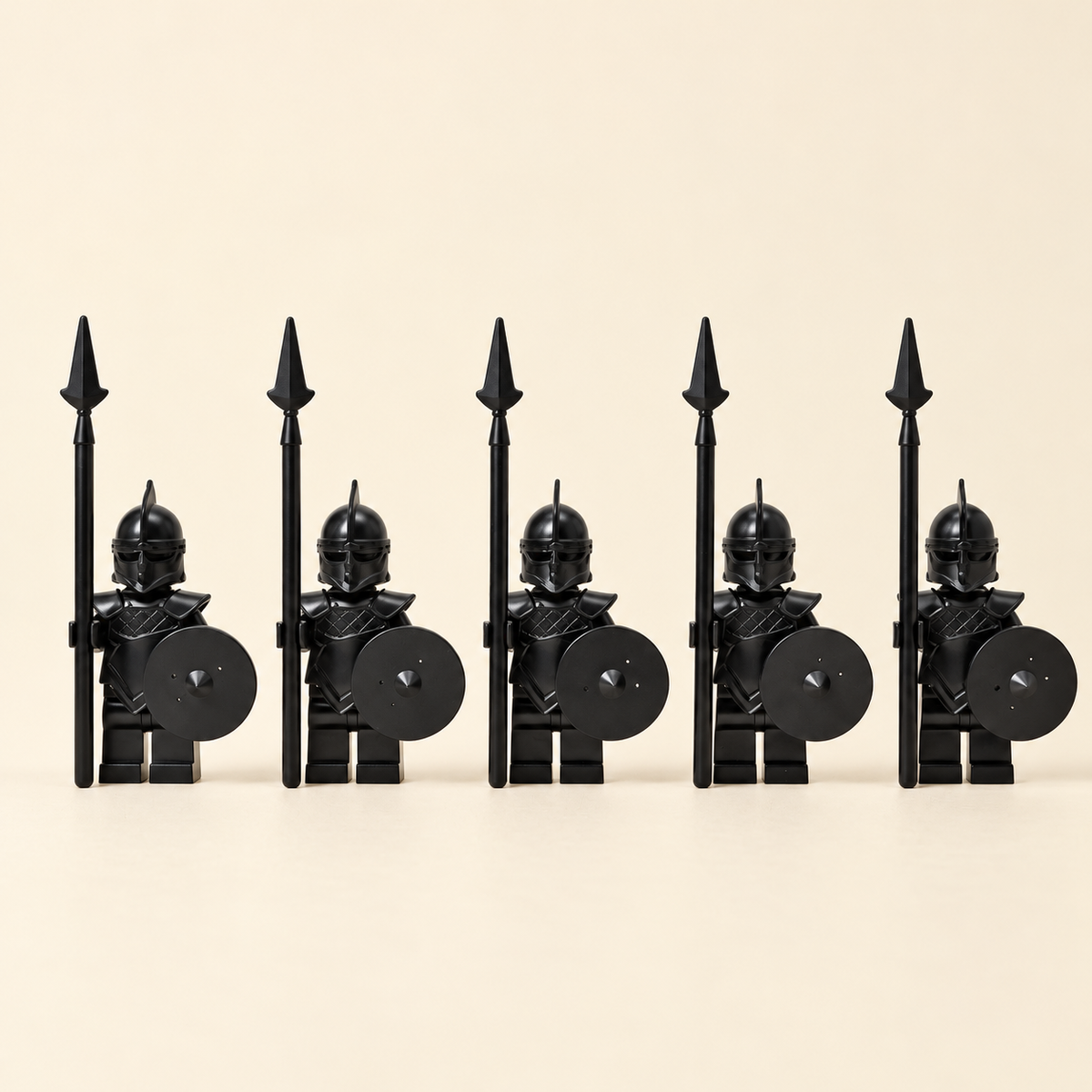 Five black spear guards — Black Spear Guard MOC Minifigure Set — 5 Figures