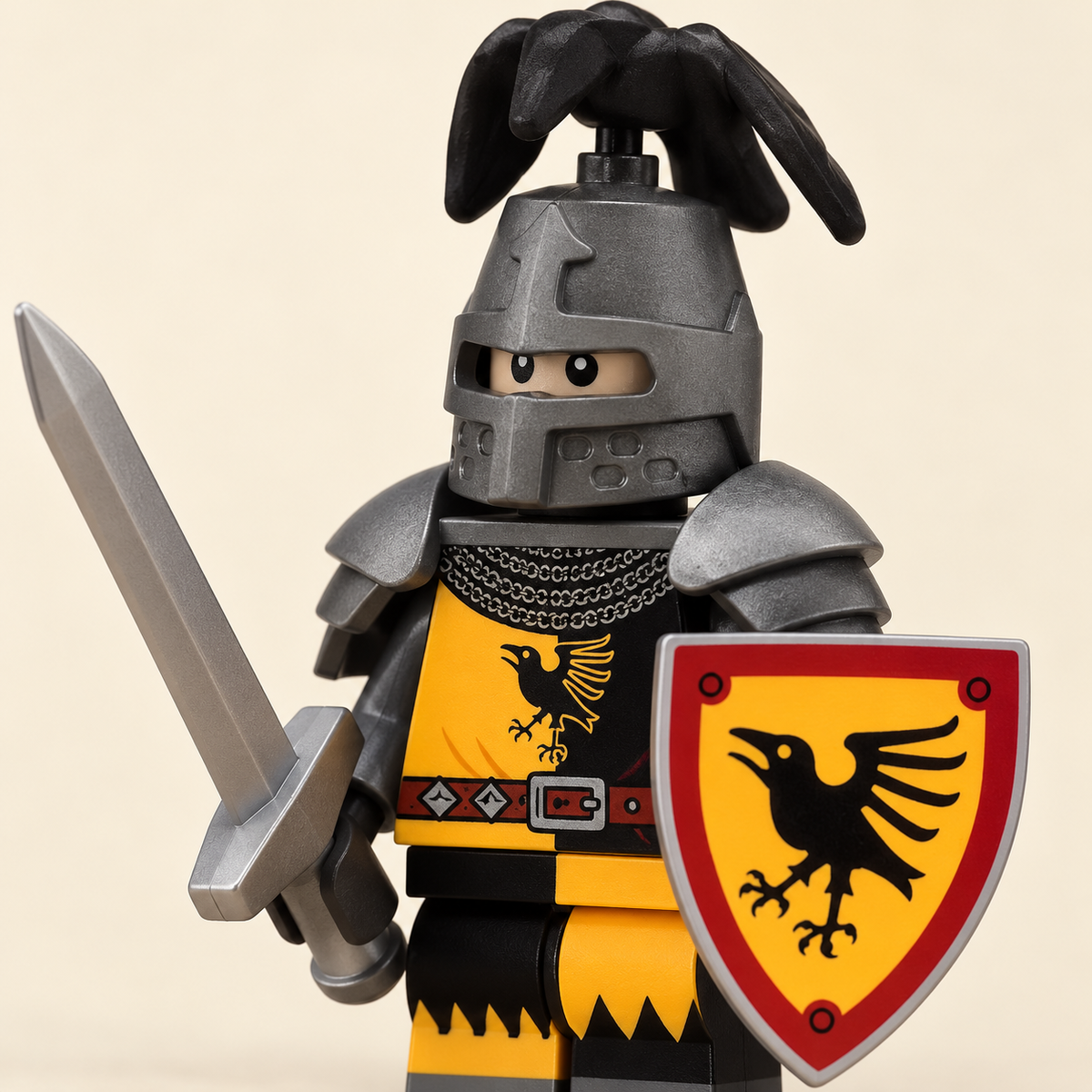 Black and yellow knight design — Heraldic Knight MOC Minifigure Set — 4 Figures