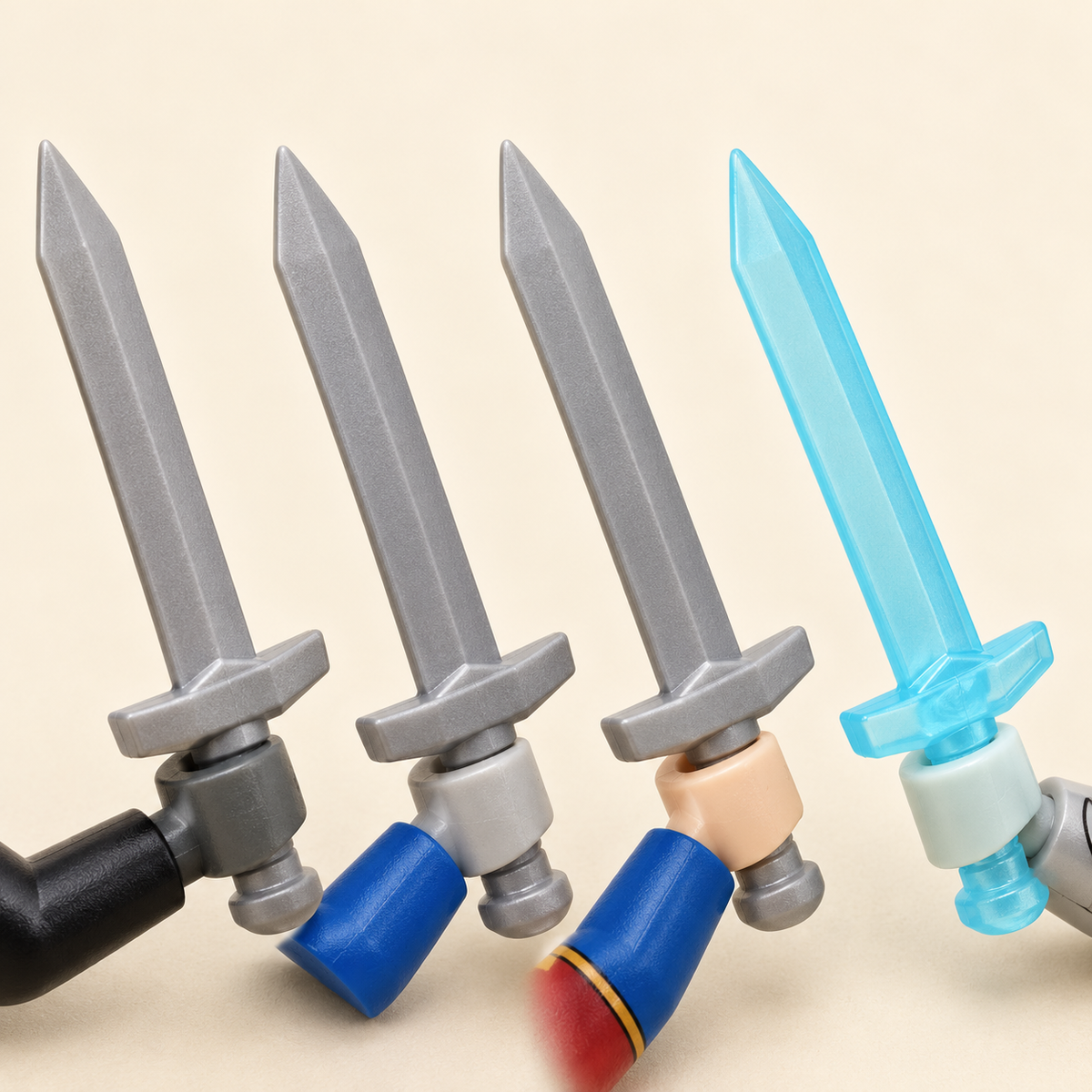 Miniature toy swords — Heraldic Knight MOC Minifigure Set — 4 Figures