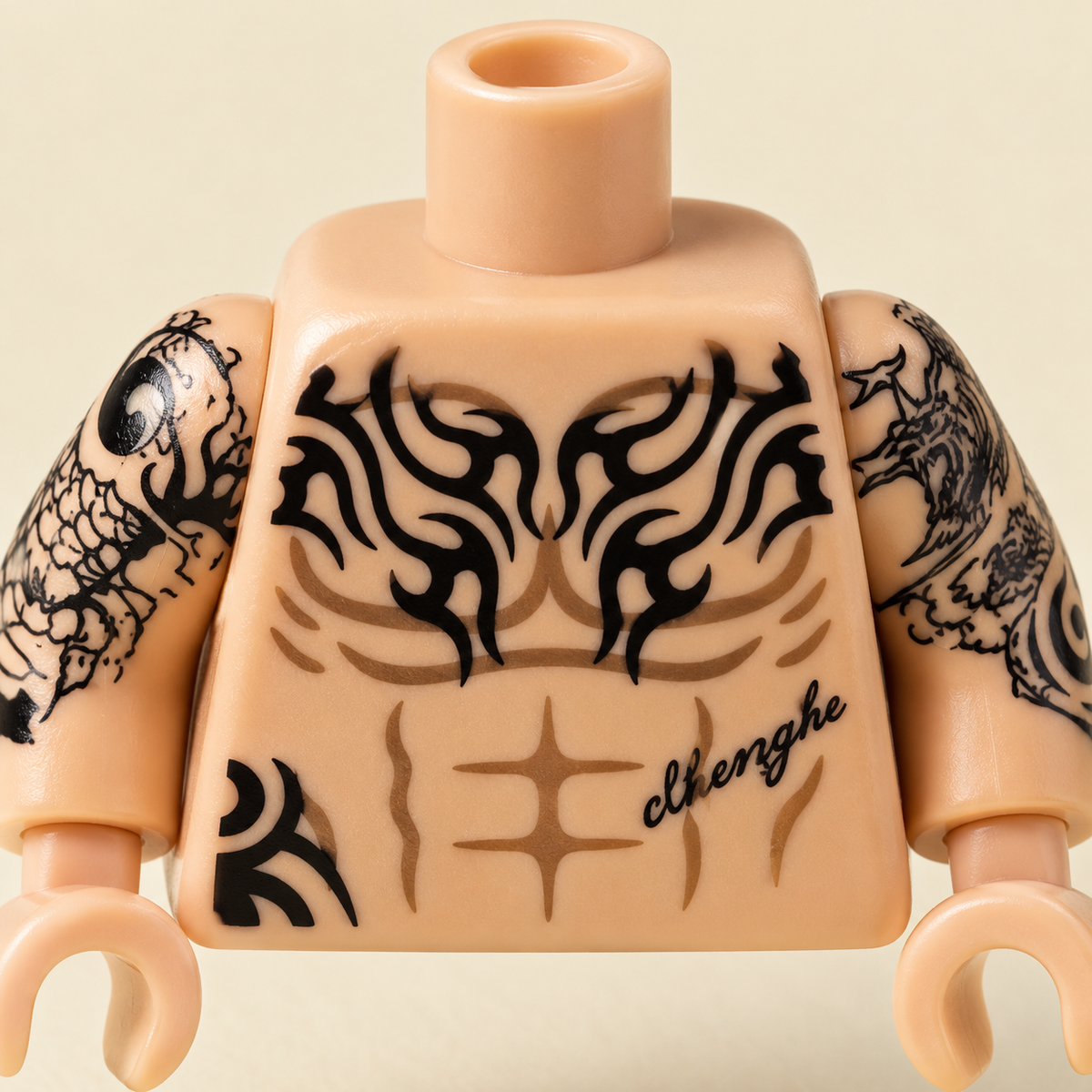 Tribal-style chest printing — Tattoo Art MOC Minifigure Set — 6 Figures