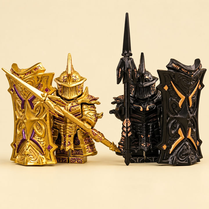 Gold & Black Armored Knight MOC Set — 2 Figures