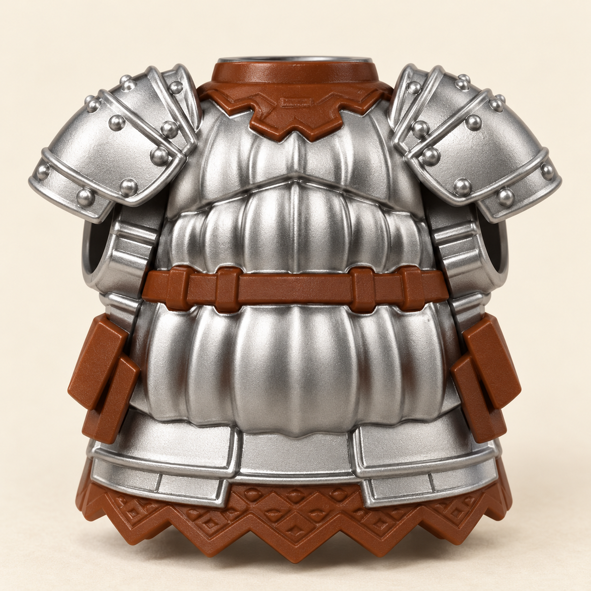 Silver-colored breastplate — Silver-Armored Sword Knight MOC Minifigure