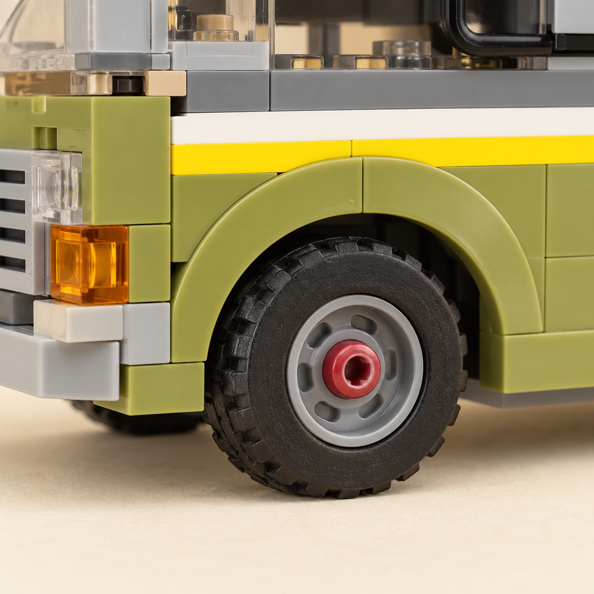 Vehicle wheel and tire detail — Apocalypse Lab & Signal Station MOC Set — 10 Figures