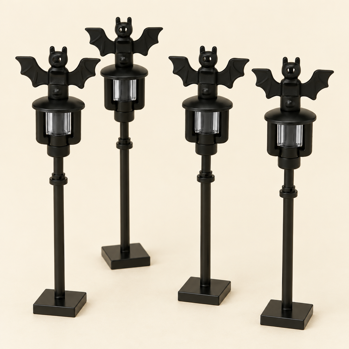 Bat-topped black lamp posts — Halloween MOC Accessory Pack — 37 Pieces